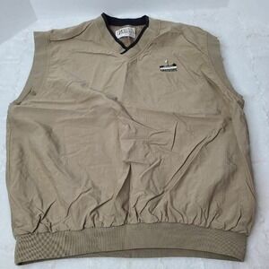Greystone Elements Haley Mens Golf Vest Brown Khaki V-Neck Nylon Sleeveless L